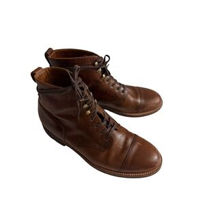 J. CREW Kenton Brown Leather Cap Toe Boots Sz 11 -Rugged Utility & Refined Style